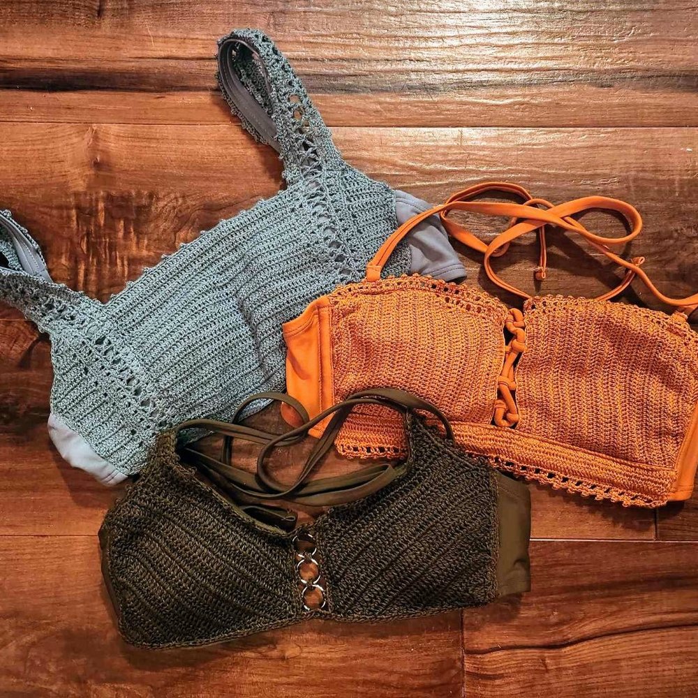 Crochet style bikini tops